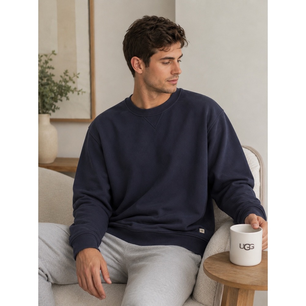 UGG Gordon Crewneck Sweatshirt Mens XL Navy Blue Excellent Faux Fur Lined